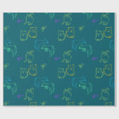 Papier Cadeau Funny Cat Pattern Gift Wrapping Papper (Plat)