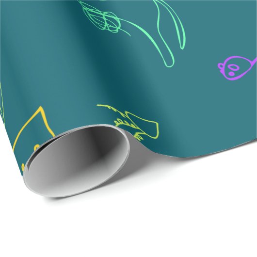 Papier Cadeau Funny Cat Pattern Gift Wrapping Papper (Coin rond)