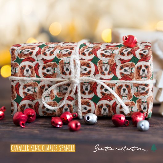 Papier Cadeau Funny Cavalier King Motif de Noël