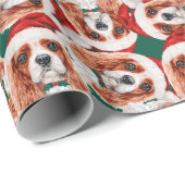 Papier Cadeau Funny Cavalier King Motif de Noël (Coin rond)
