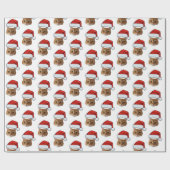 Papier Cadeau Funny Chat Santa Hat | Photo personnalisée du visa (Plat)