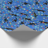 Papier Cadeau Funny Chats Tangle dans les lumières de Noël (Coin)