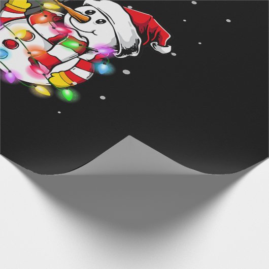 Papier Cadeau Funny Chien de Terre-Neuve | Christmas Snowman Lig (Coin)