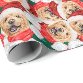 Papier Cadeau Funny Chow Chow Motif de Noël (Coin rond)