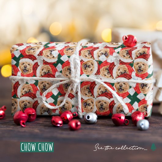 Papier Cadeau Funny Chow Chow Motif de Noël