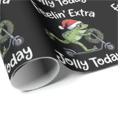 Papier Cadeau Funny Christmas Frog Feeling Extra Jolly Today  (Coin rond)