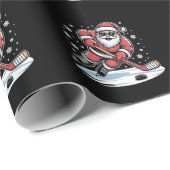 Papier Cadeau Funny Christmas Santa Playing Ice Hockey Xmas (Coin rond)