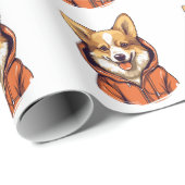 Papier Cadeau Funny Corgi portant le Sweat - shirt à capuche (Coin rond)
