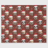 Papier Cadeau Funny Custom 3 Chat Visages Noël Chapeaux de Père (Plat)