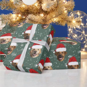 Papier Cadeau Funny Custom 3 visages de chien Noël Chapeaux de P