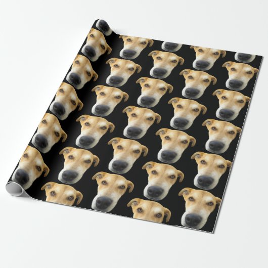 Papier Cadeau Funny Custom Chien Photo Motif Anniversaire (Déroulé)