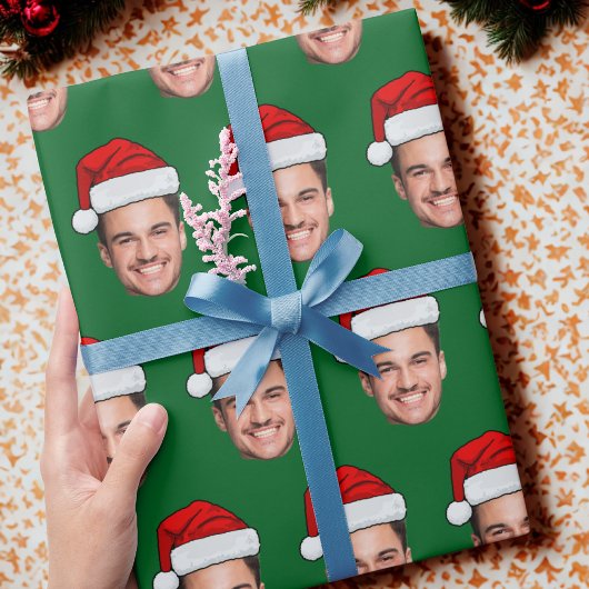 Papier Cadeau Funny Custom Face Holiday Gift Santa Hat