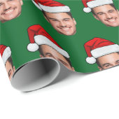 Papier Cadeau Funny Custom Face Holiday Gift Santa Hat (Coin rond)