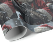 Papier Cadeau Funny Deuxième amendement Père Noël (Coin rond)