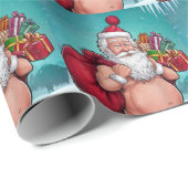 Papier Cadeau Funny Dirty Père Noël collection de Noël (Coin rond)