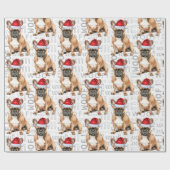 Papier Cadeau Funny Dog Lover French Bulldog in a Santa Hat (Plat)