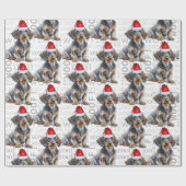 Papier Cadeau Funny Dog Lover Wirehair Dachshund in a Santa Hat (Plat)