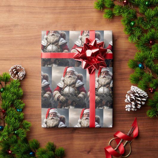 Papier Cadeau Funny Effrayant Père Noël Naughty List (Cadeau de vacances)