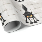 Papier Cadeau Funny Fierce Black Cat Cartoon (Coin rond)
