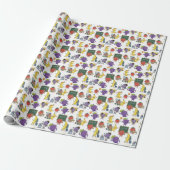 Papier Cadeau Funny Fruit School Life Seamless Cartoon Pattern (Déroulé)