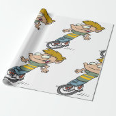 Papier Cadeau Funny Garçon équitation monocycle (Déroulé)
