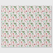 Papier Cadeau Funny Giraffe Santa Hat Holly Heart (Plat)