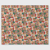 Papier Cadeau Funny Golden Retriever Motif de Noël (Plat)