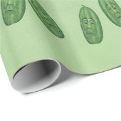 Papier Cadeau Funny Green Anthropomorphic Pickles With Faces (Coin rond)