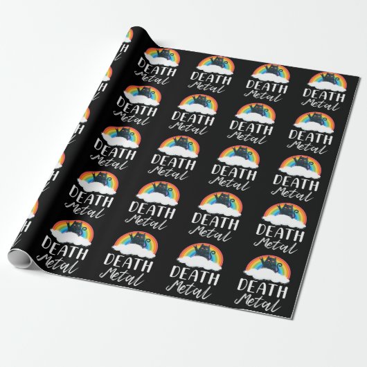 Papier Cadeau Funny Heavy Death Metal Chat Rainbow Rock Music (Déroulé)