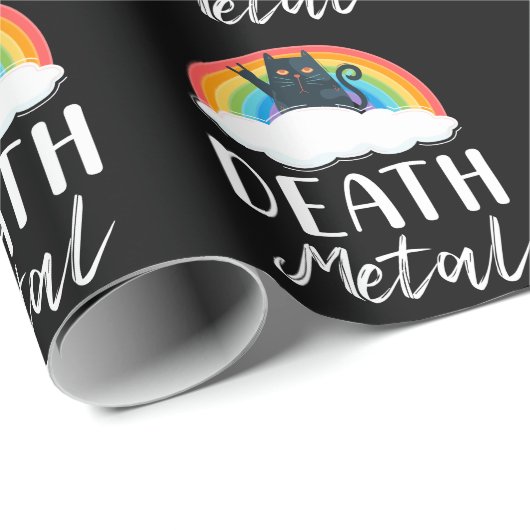 Papier Cadeau Funny Heavy Death Metal Chat Rainbow Rock Music (Coin rond)