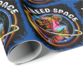 PAPIER CADEAU FUNNY J'AI BESOIN D'ASTRONAUT ESPACE GALAXY (Coin rond)