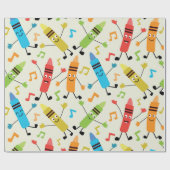Papier Cadeau Funny Kawaii Crayons De Danse Avec Notes De Musiqu (Plat)