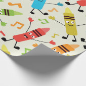 Papier Cadeau Funny Kawaii Crayons De Danse Avec Notes De Musiqu (Coin)