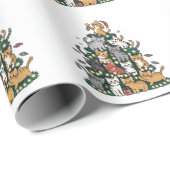 Papier Cadeau Funny Kitten Christmas Tree Chat Animal de compagn (Coin rond)