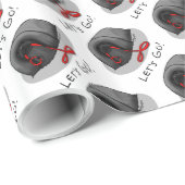 Papier Cadeau Funny Let's Go! for a Walk Pekingese Dog (black) (Coin rond)