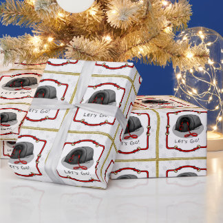 Papier Cadeau Funny Let's Go! for a Walk Pekingese Dog (black)