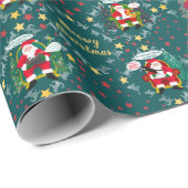 Papier Cadeau Funny Meowy Noël Père Noël et Kitties (Coin rond)