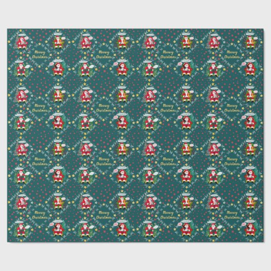 Papier Cadeau Funny Meowy Noël Père Noël et Kitties (Couture)