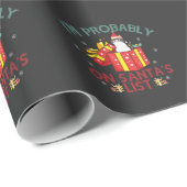 Papier Cadeau Funny Naughty Xmas Je suis probablement sur la lis (Coin rond)