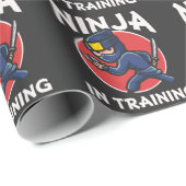 Papier Cadeau Funny Ninja Kid en formation (Coin rond)