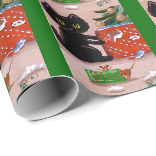 Papier Cadeau Funny Noël Chat souris Créationarts (Coin rond)
