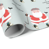 Papier Cadeau Funny Noël de golf (Coin rond)