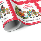 Papier Cadeau Funny Nutcracker Famille de six Red Christmas Wrap (Coin rond)