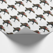 Papier Cadeau Funny Père Noël À cheval Sur Spinosaurus (Coin)