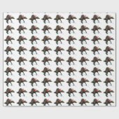 Papier Cadeau Funny Père Noël À cheval Sur Spinosaurus (Plat)