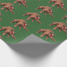 Funny Père Noël À cheval Sur Stegosaurus Dinosaur