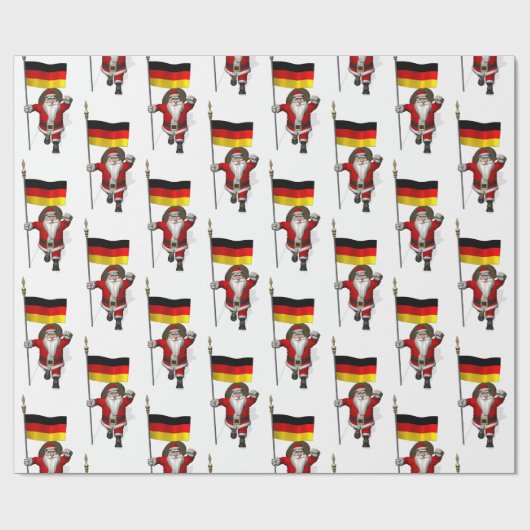 Papier Cadeau Funny Père Noël Avec L'Ensigne D'Allemagne (Plat)