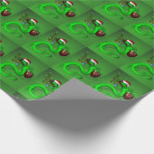 Papier Cadeau Funny Père Noël Dragon Vert (Coin)