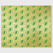 Papier Cadeau Funny Pickleman vert sur l'Arrière - plan or (Plat)