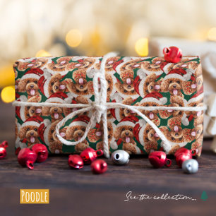 Papier Cadeau Funny Poodle Motif de Noël